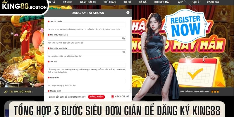 Tổng hợp 3 bước siêu đơn giản để đăng ký king88